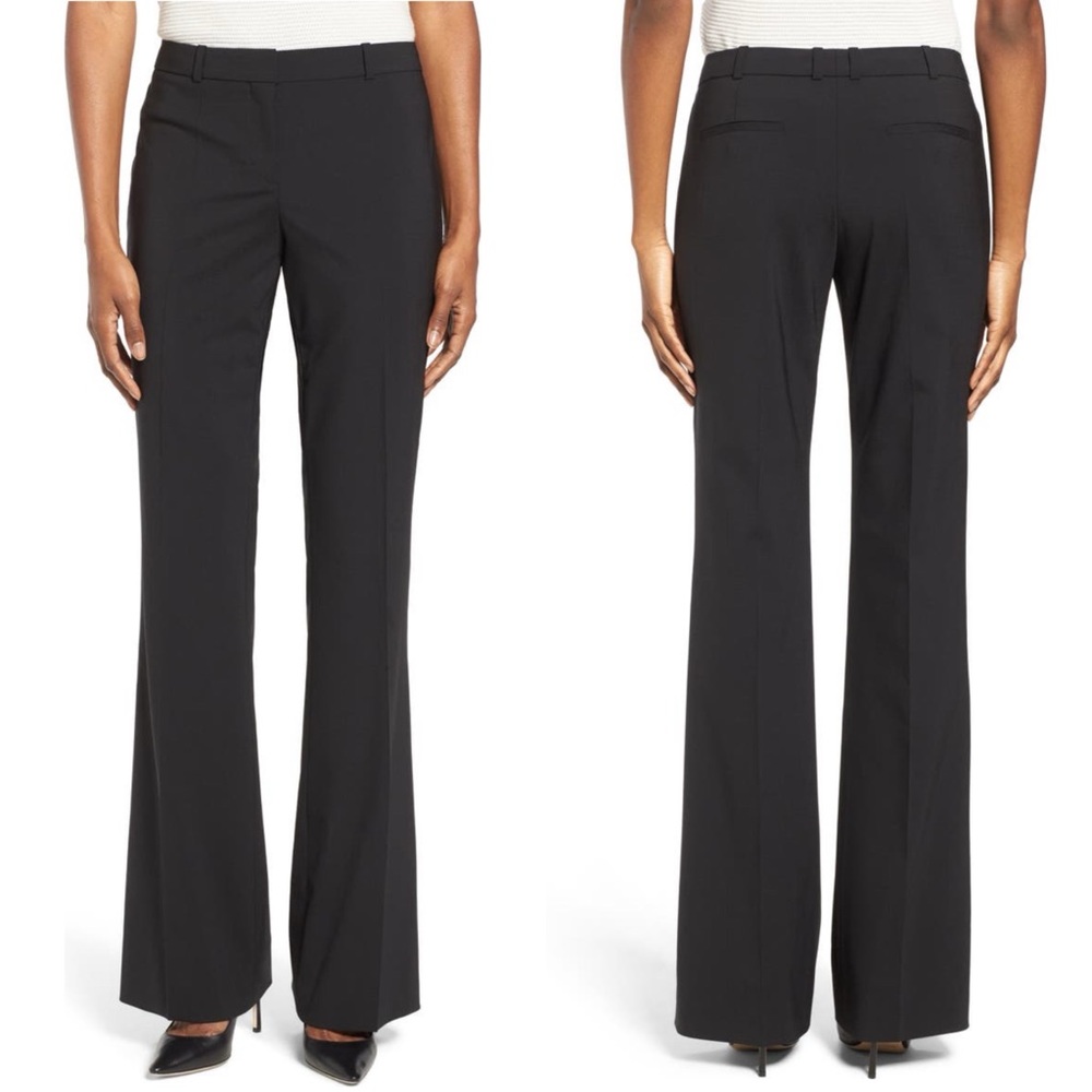 HUGO BOSS Tulea3 Tropical Stretch Wool Trousers Flare Leg BLACK NEW